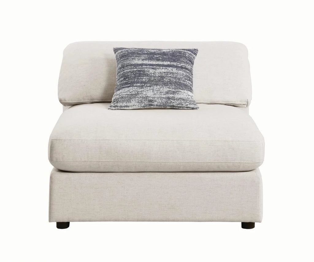 Beige Fabric Upholstered Wooden Armless Chair N62580