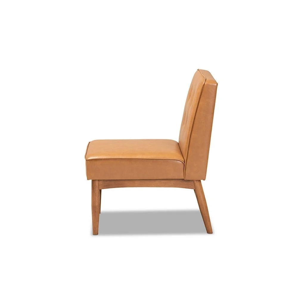 Tan Faux Leather Upholstered Wood Dining Chair A4993