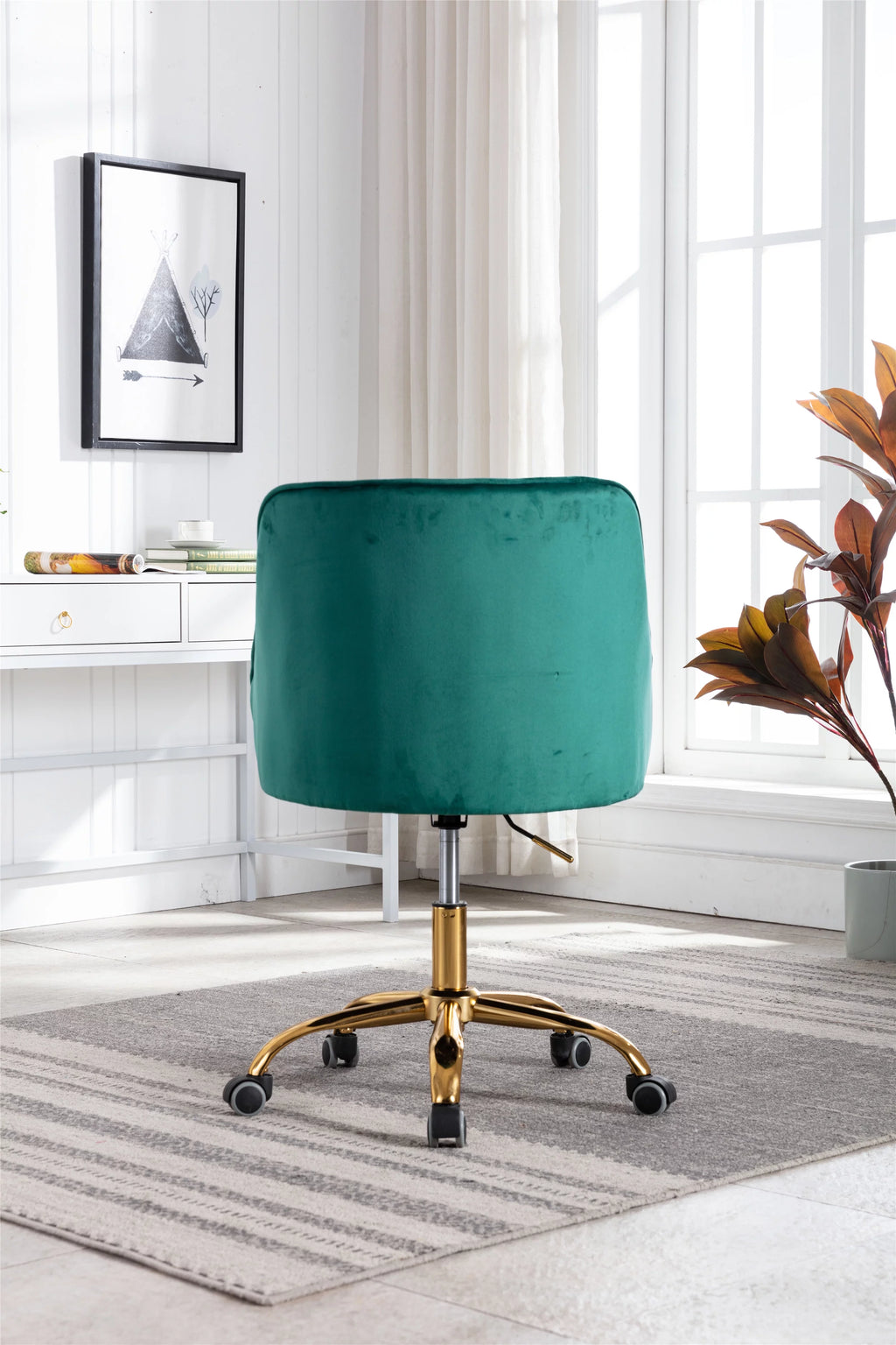 Green Upholstered Swivel Office Chair with Armrests L817878