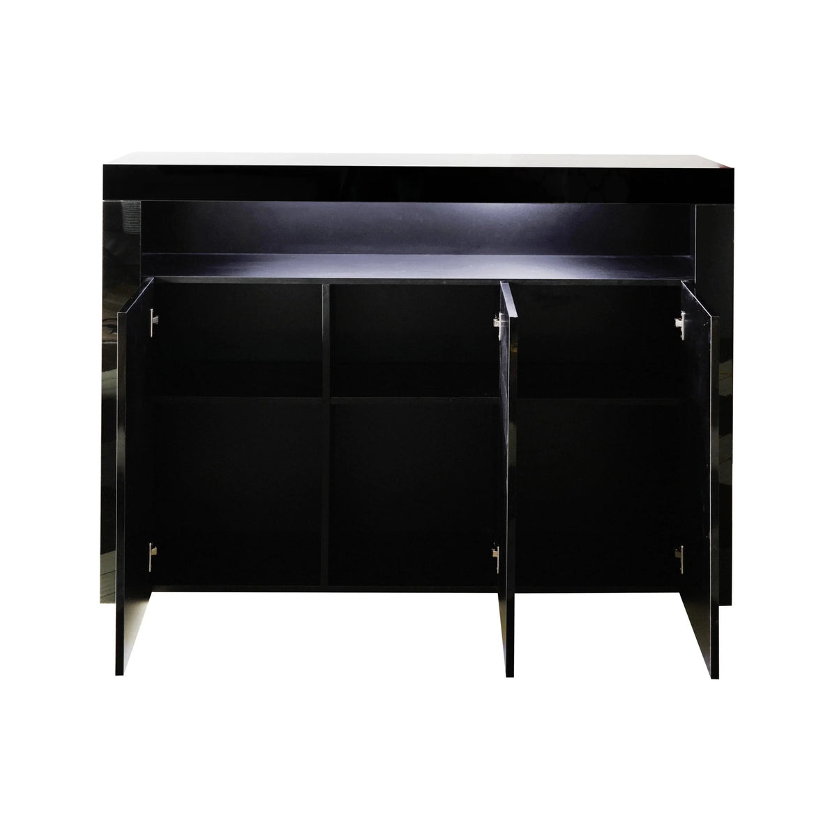 Black High Gloss Sideboard Storage Cabinet with LED Light U78384