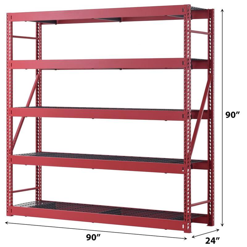 5-Tier Steel Garage Storage Shelving Unit in Red B237775
