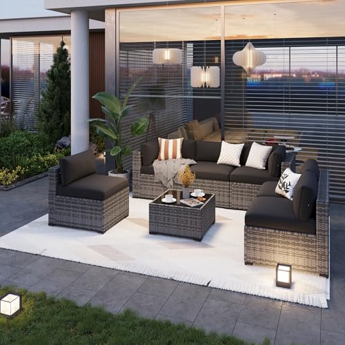 7-Piece Wicker Patio Furniture Set with Cushions G189