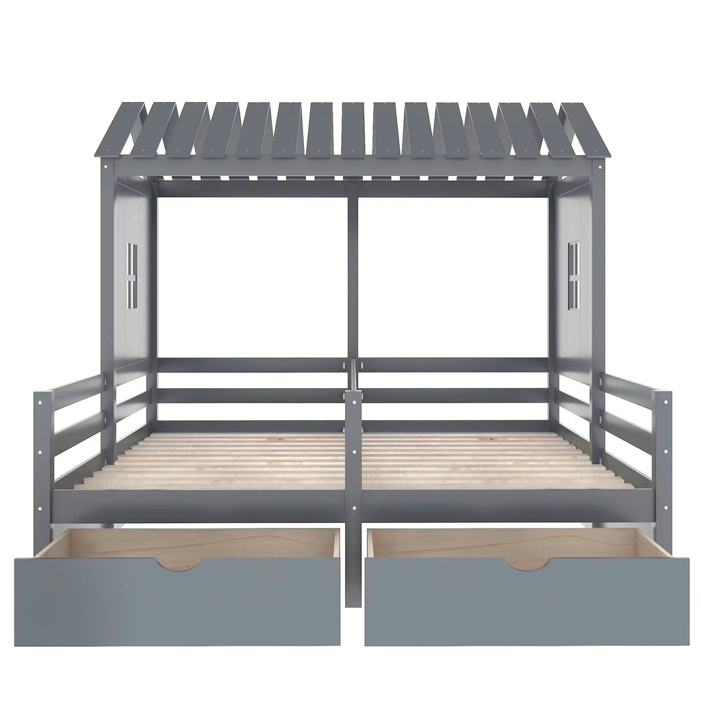 Twin Size House Platform Bed with Two Drawers U663721
