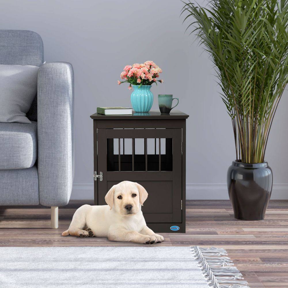 Brown Wooden Pet Crate End Table T978