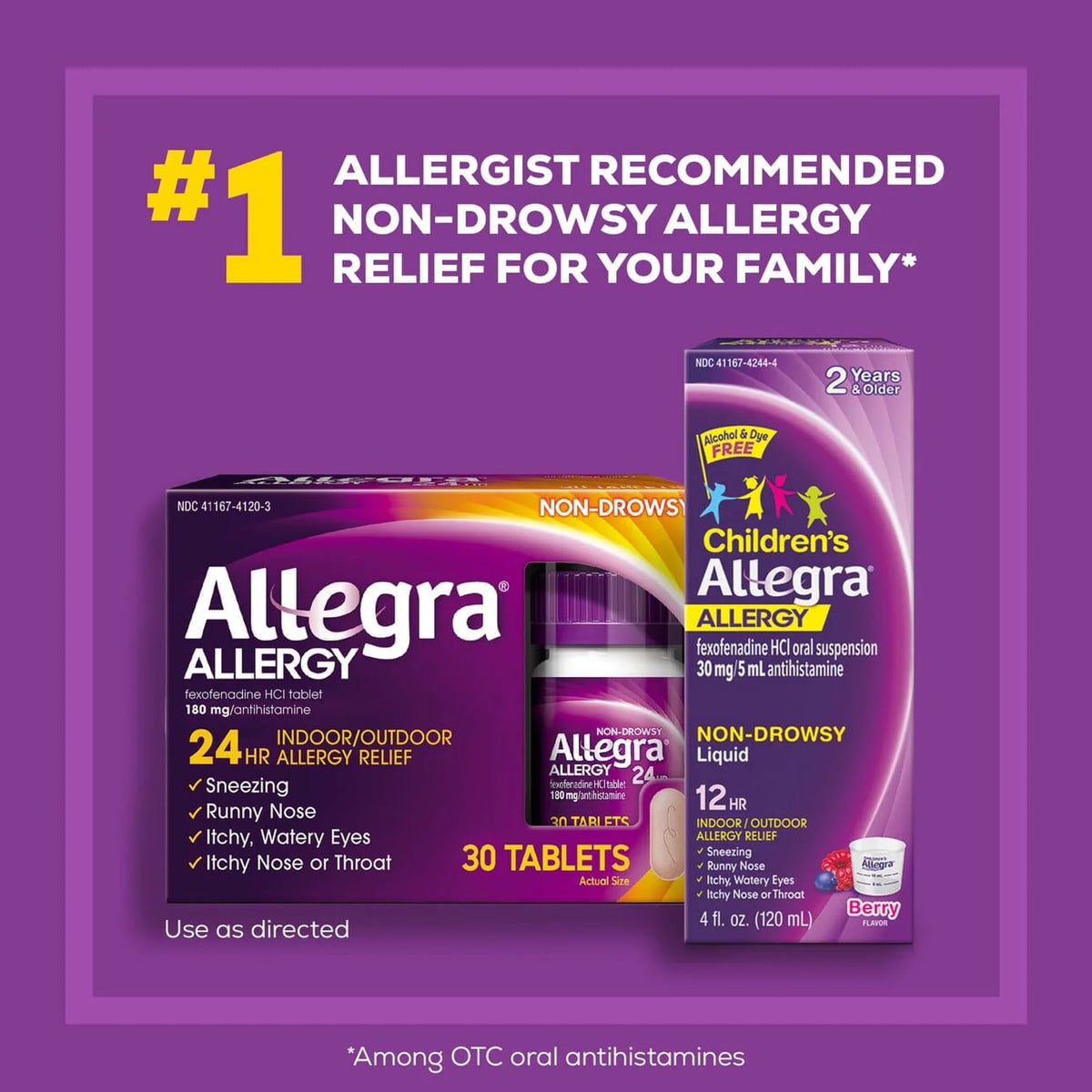 24 Hour Non-Drowsy Antihistamine Tablets, 180 mg, 30 Pills R3182