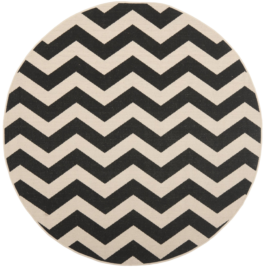 Black Beige Round Indoor/Outdoor Area Rug G995072