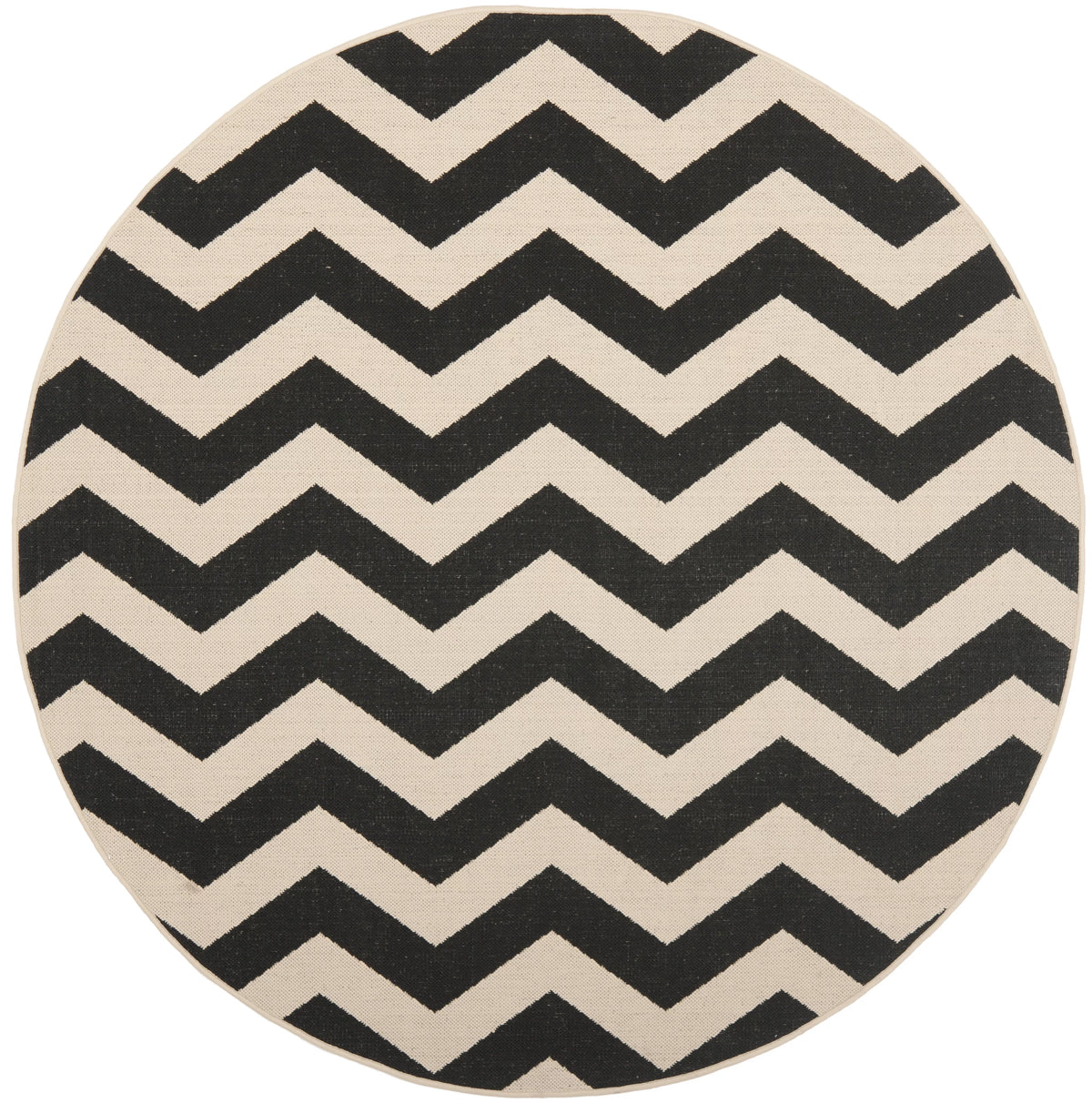 Black Beige Round Indoor/Outdoor Area Rug G995072