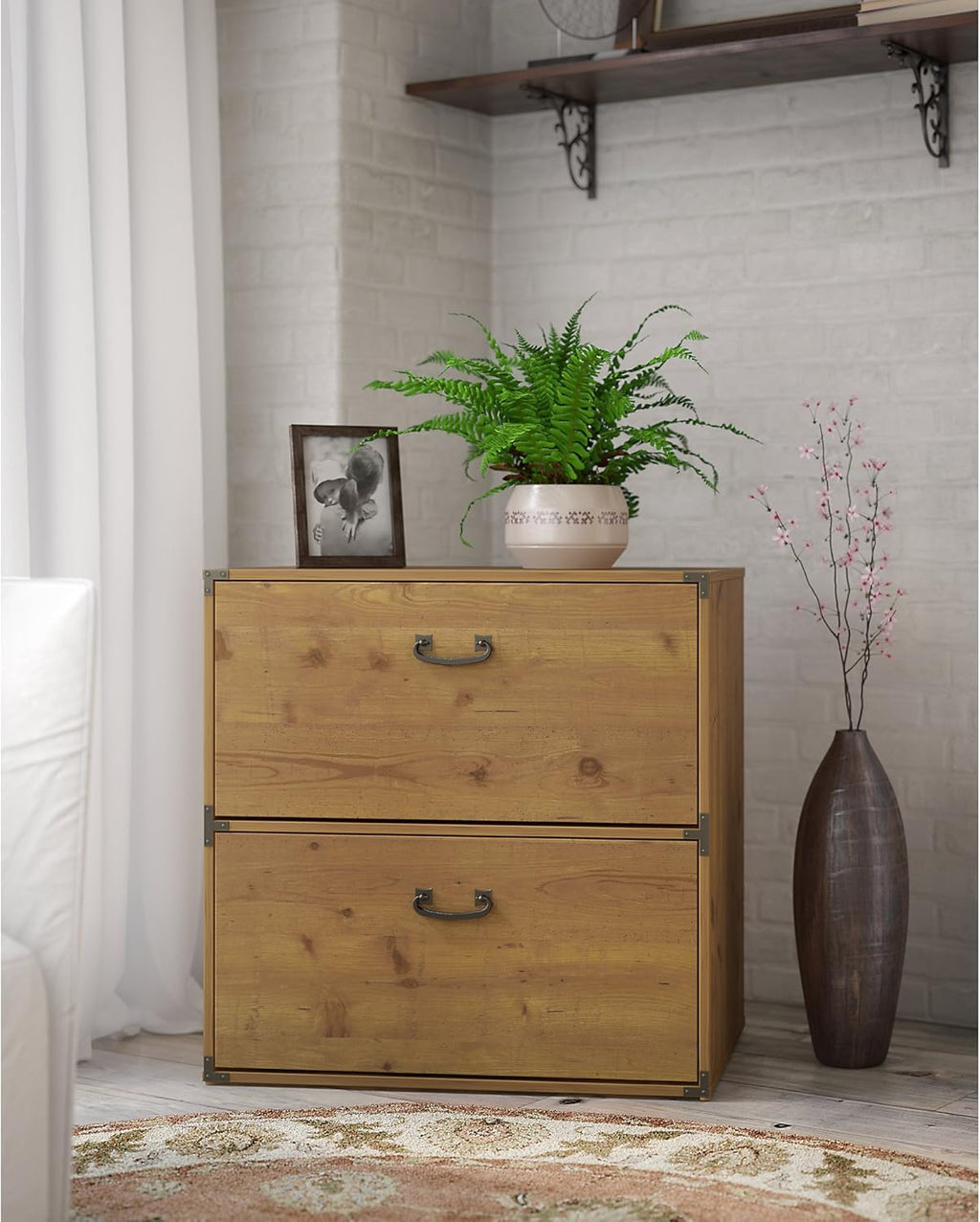 Vintage Golden Pine Lateral File Cabinet M6230
