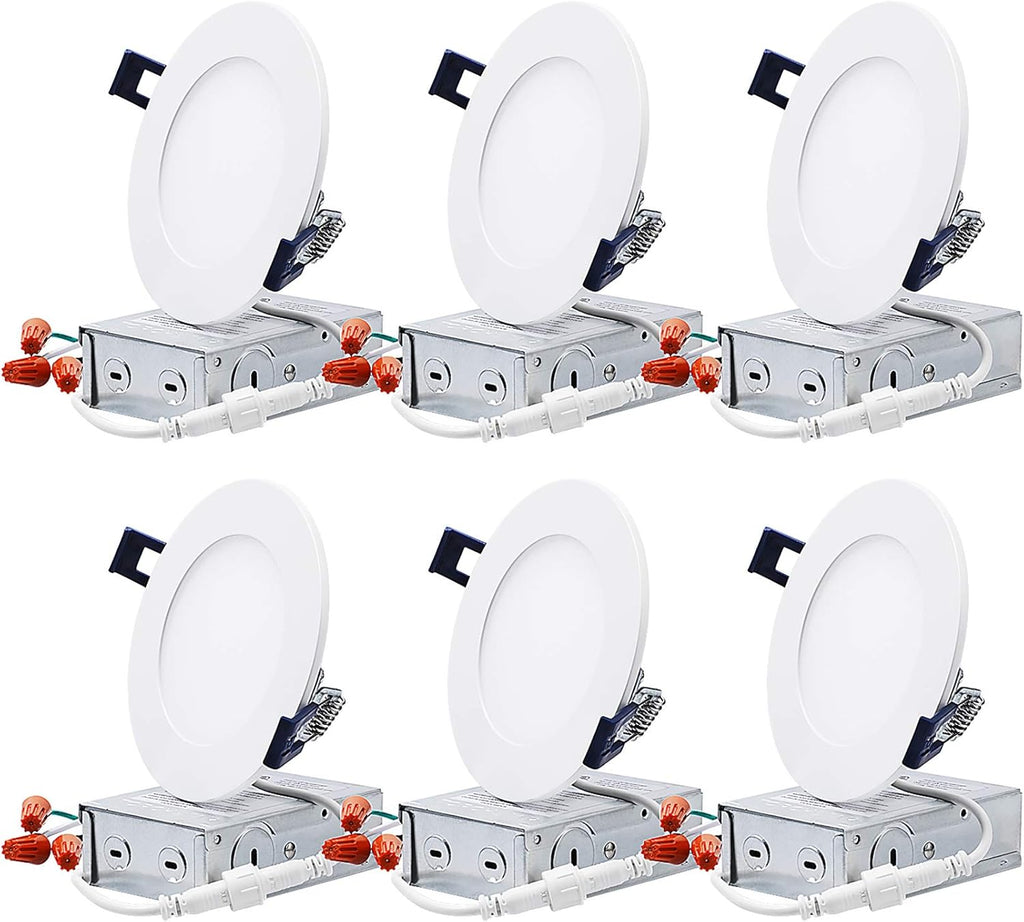 4 Inch Selectable Dimmable Ultra-Thin LED Recessed Light, Pack of 6 V509