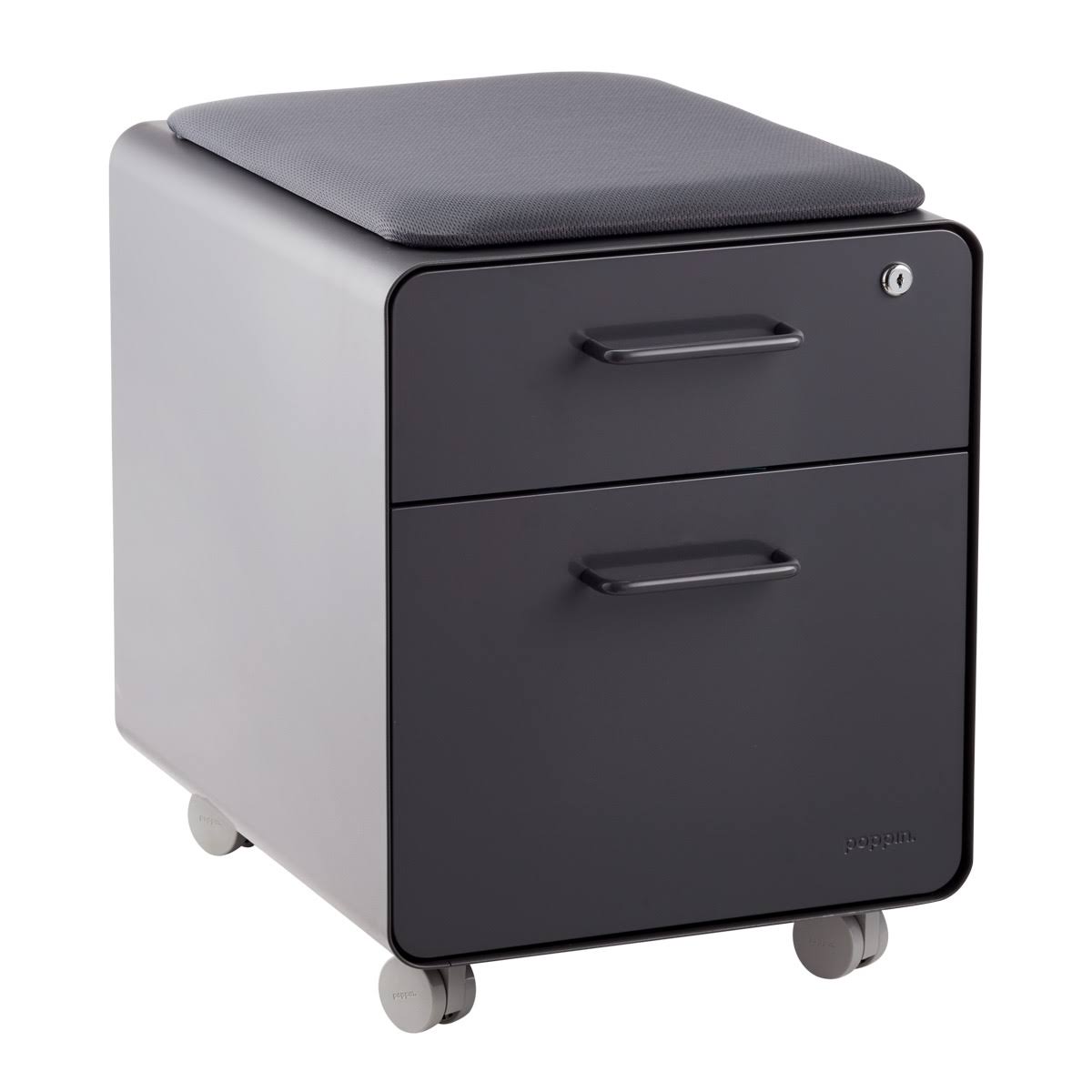 Dark Grey 2-Drawer Locking Filing Cabinet O8519