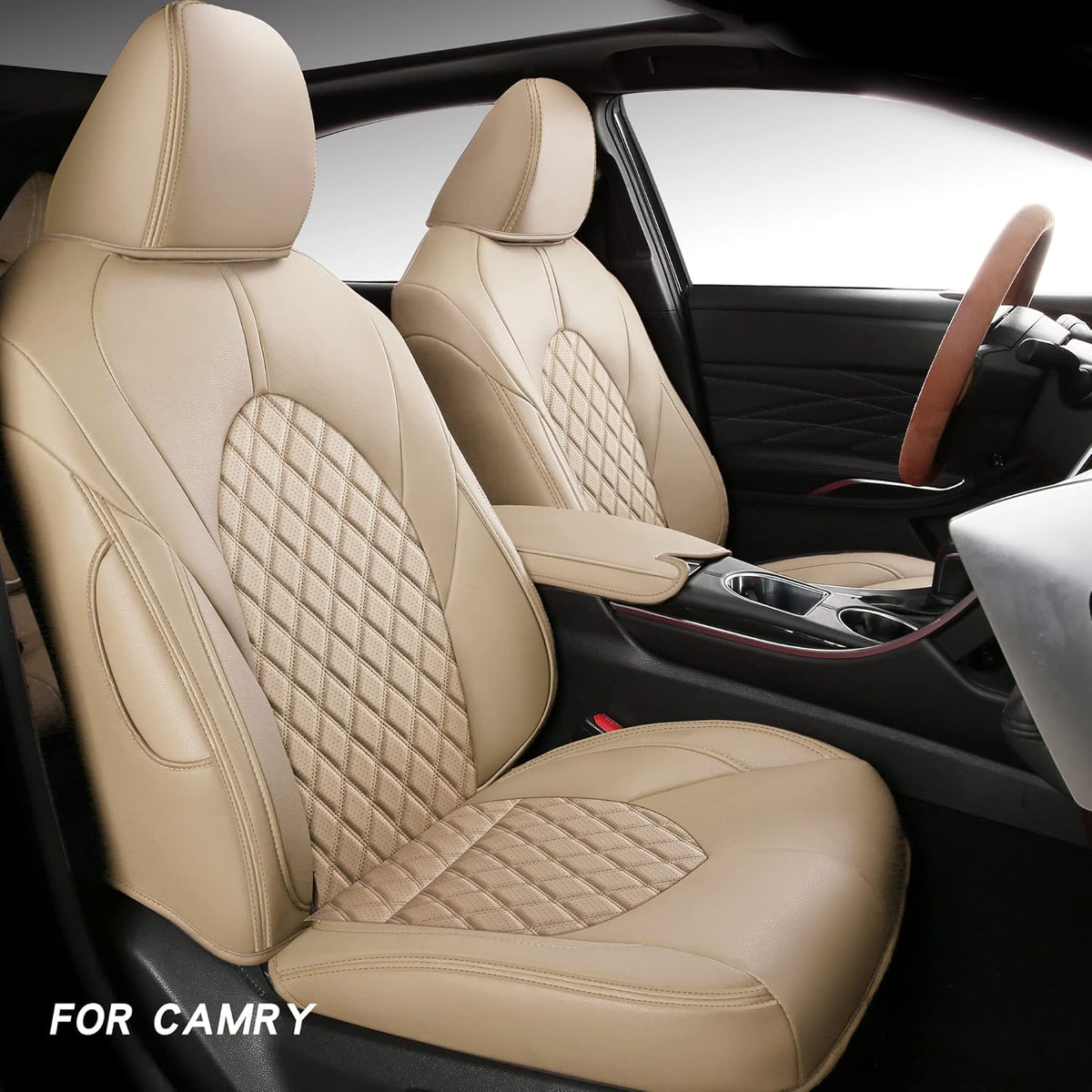Full Coverage Faux Leather Car Seat Covers Full Set Black M80385