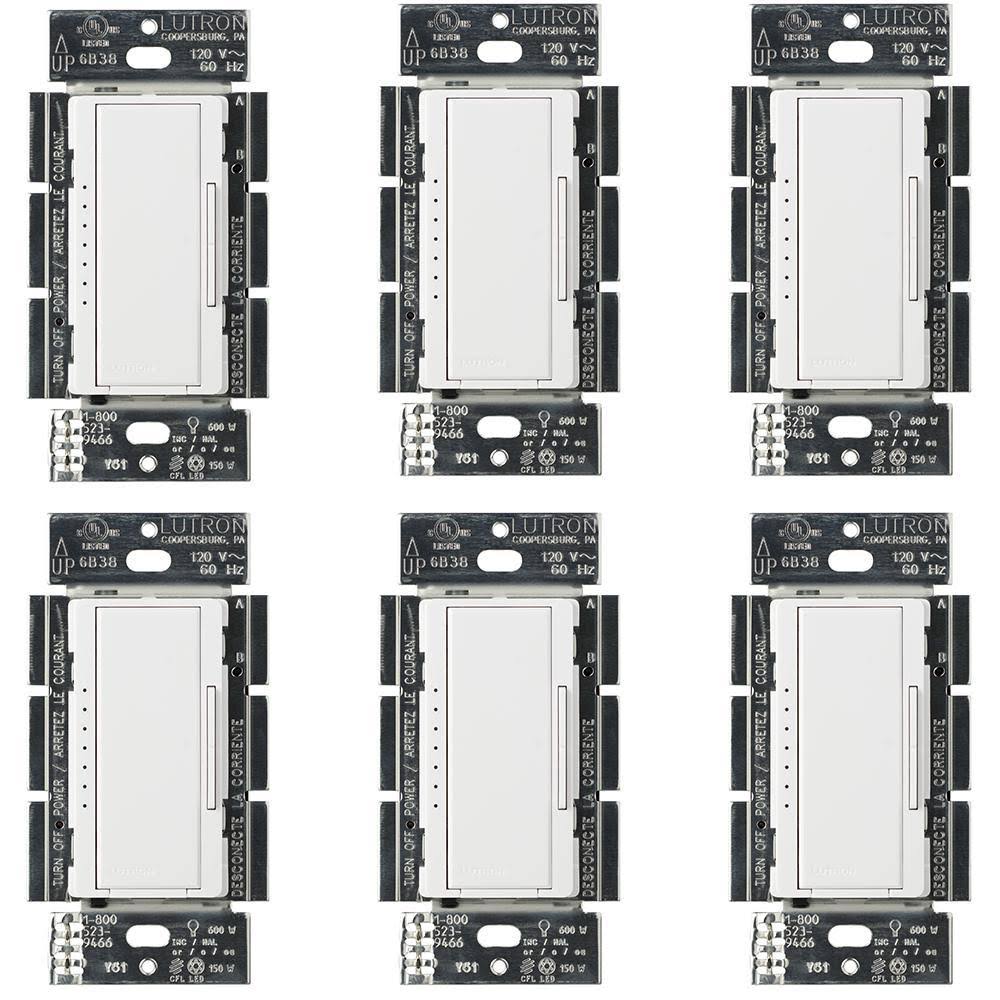 Dimmer Switch for Dimmable LED, Halogen & Incandescent Bulbs, White 6-Pack J95646