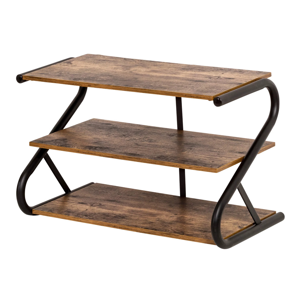 3-Shelf Wooden Shoe Rack with Matte Black Metal X7564