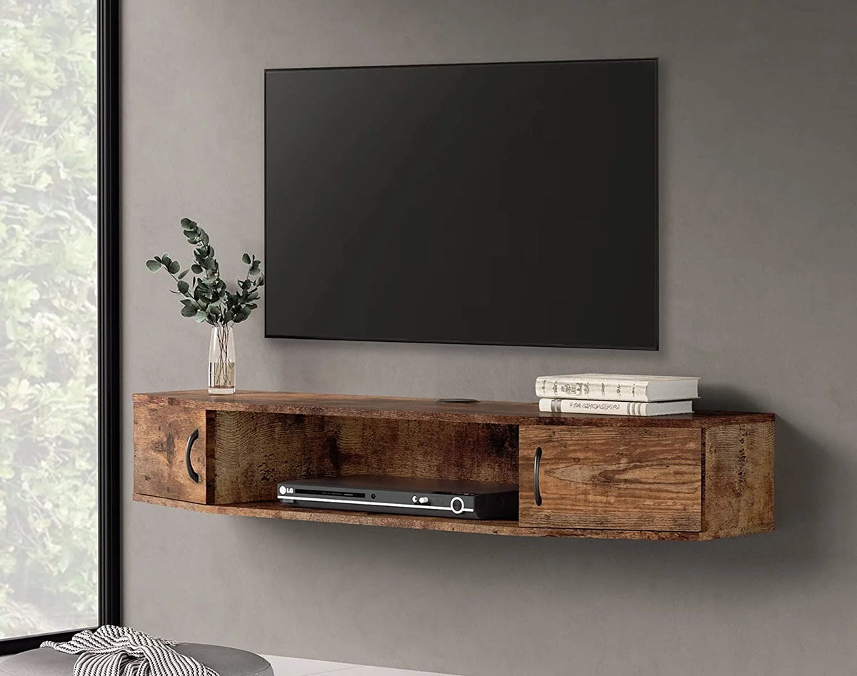 Brown Floating TV Stand with Storage P6640