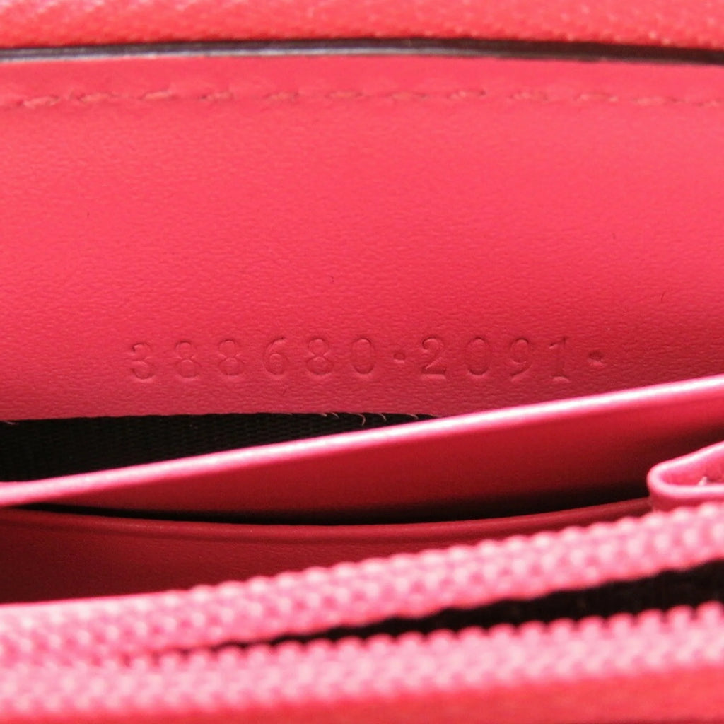 Pre-Owned Pink Leather Round Wallet Purse X450717