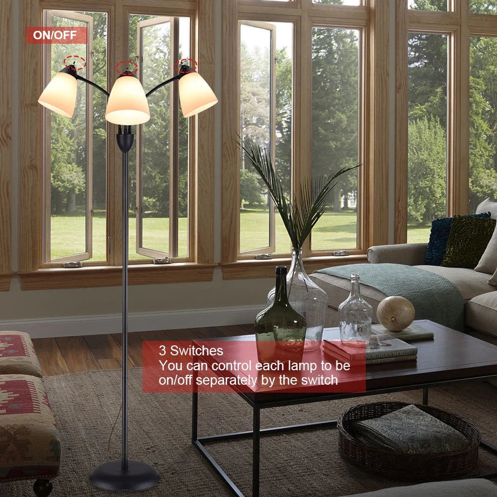 Black Tree Floor Lamp with 3 Adjustable Rotating Lights G233221
