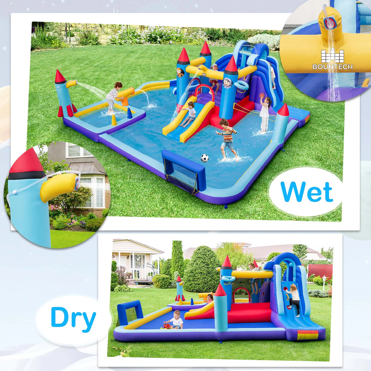 Inflatable Water Slide Park with 2 Slides Splash Pool O60995