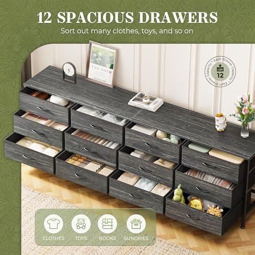 70 Inch 12 Fabric Drawer Dresser F2540