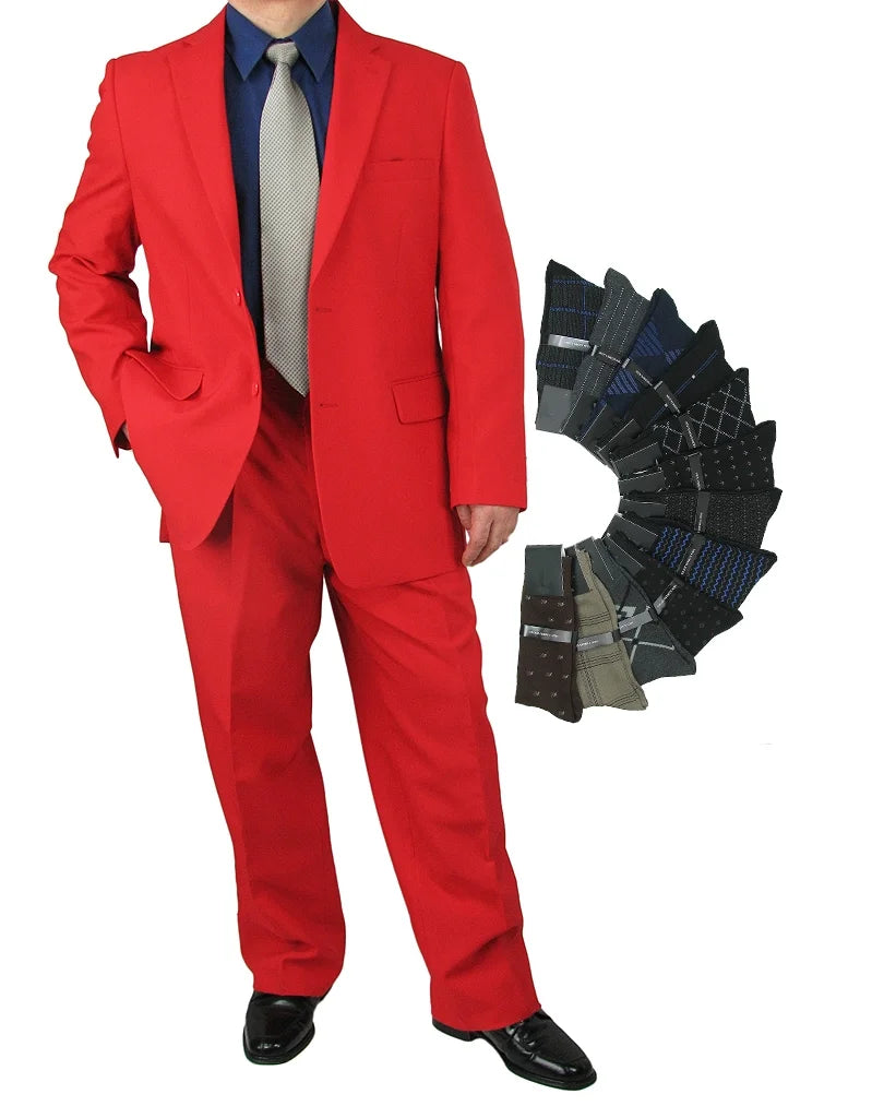 Men's Regular Fit 2pc Dress Suit Red 40L B8435