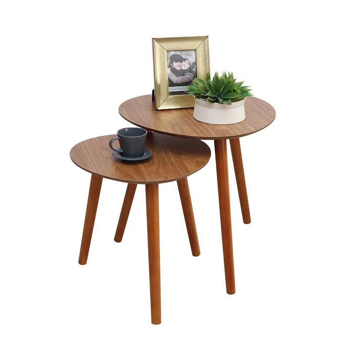 Mid-Century Wood Nesting End Table Set of 2 M28615