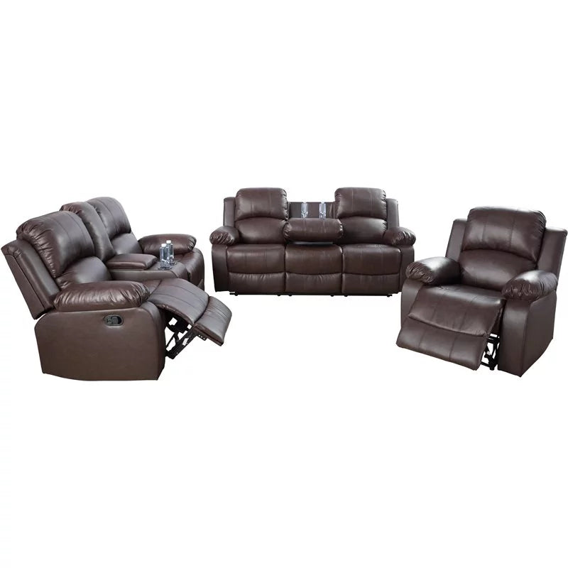 Espresso Faux Leather Recliner Sofa Set Z4087