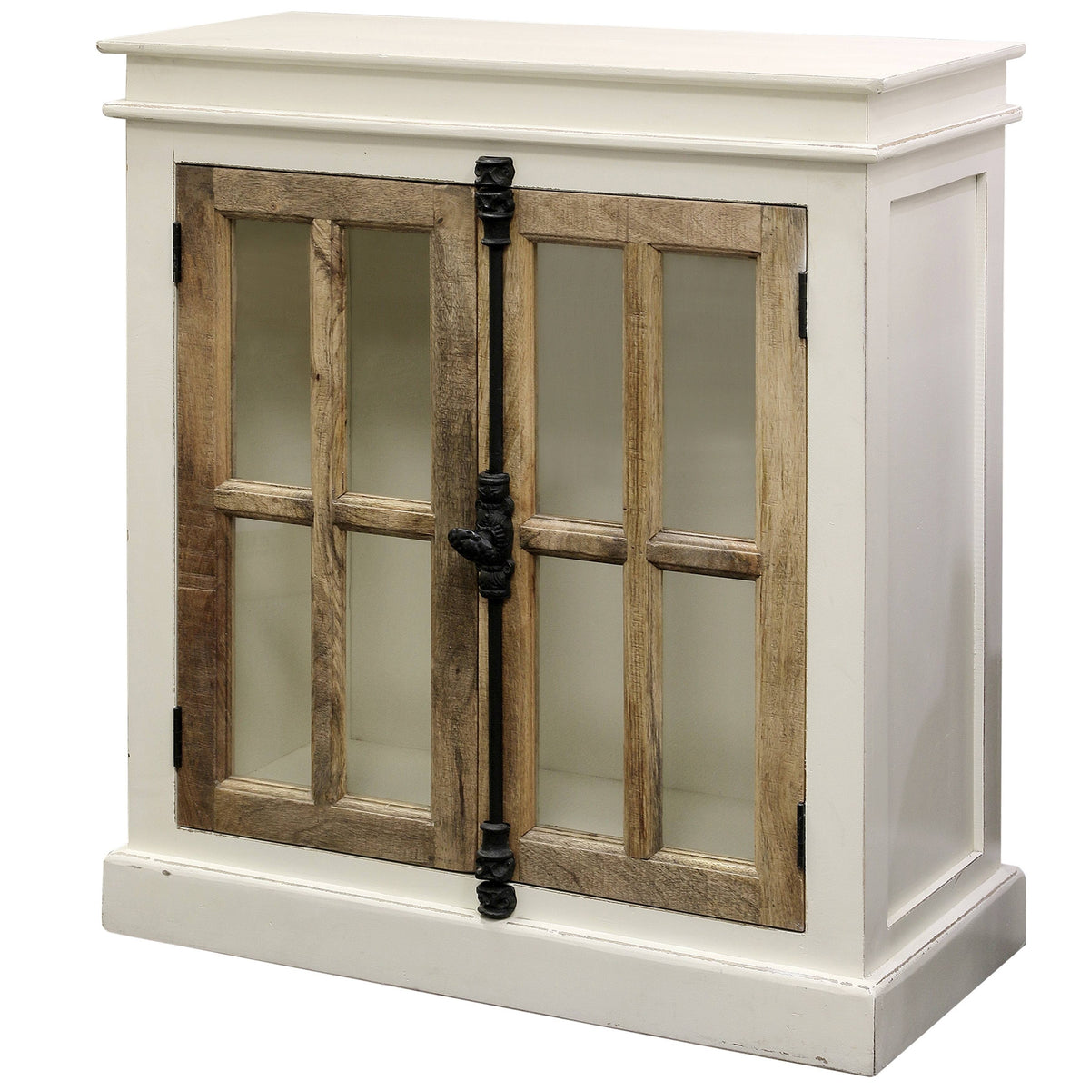 White Natural Cabinet with Clear Tempered Glass Window J779