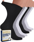 Ribbed Knit Bamboo Viscose Diabetic Crew Socks 6 Pairs Y129024