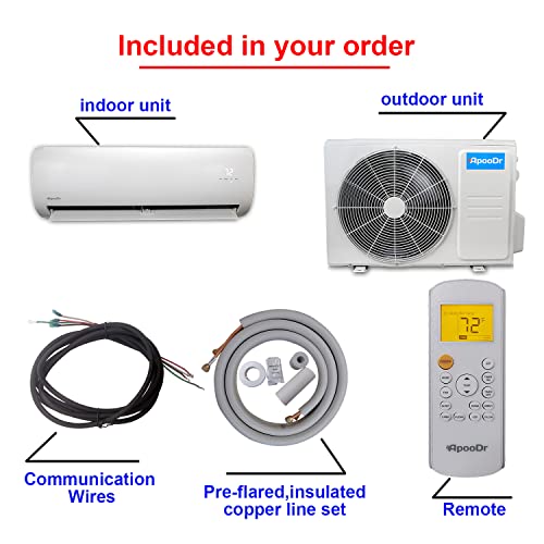 12000 BTU - 36000 BTU Mini Split Air Conditioner Ductless Inverter System with Heat Pump D69572