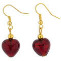 Ruby Red Murano Glass Heart Earrings Y8794