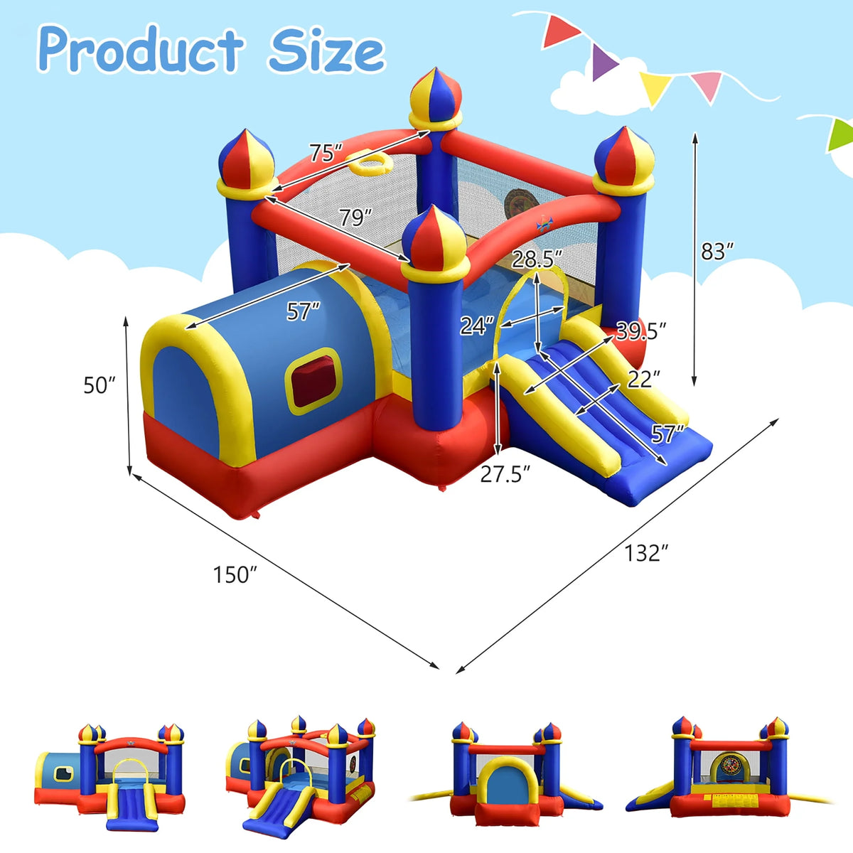 Inflatable Bounce House with Slide & Blower A30417