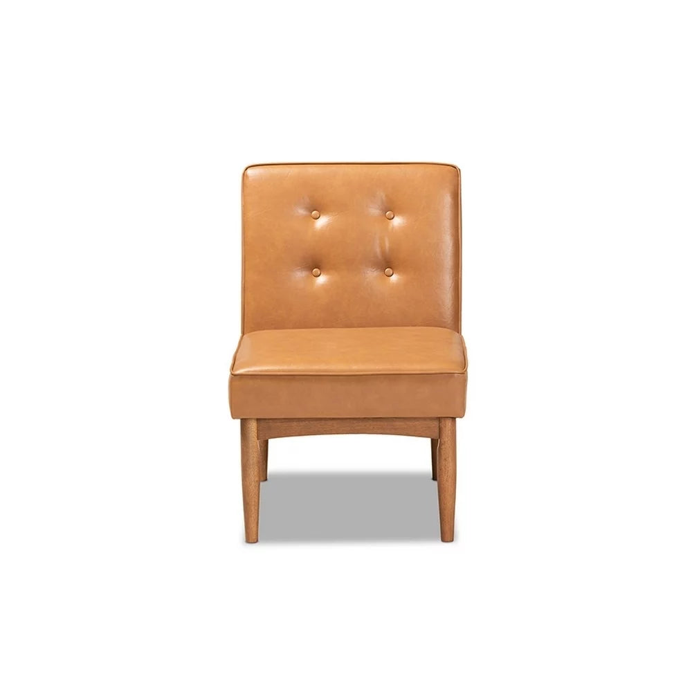 Tan Faux Leather Upholstered Wood Dining Chair A4993