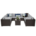 9 Piece Gray Wicker Patio Sectional Set P302523