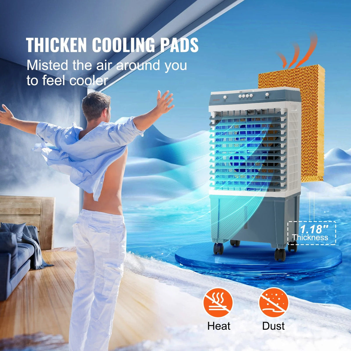 3-in-1 Evaporative Cooler 1400 CFM 5 Gal R278