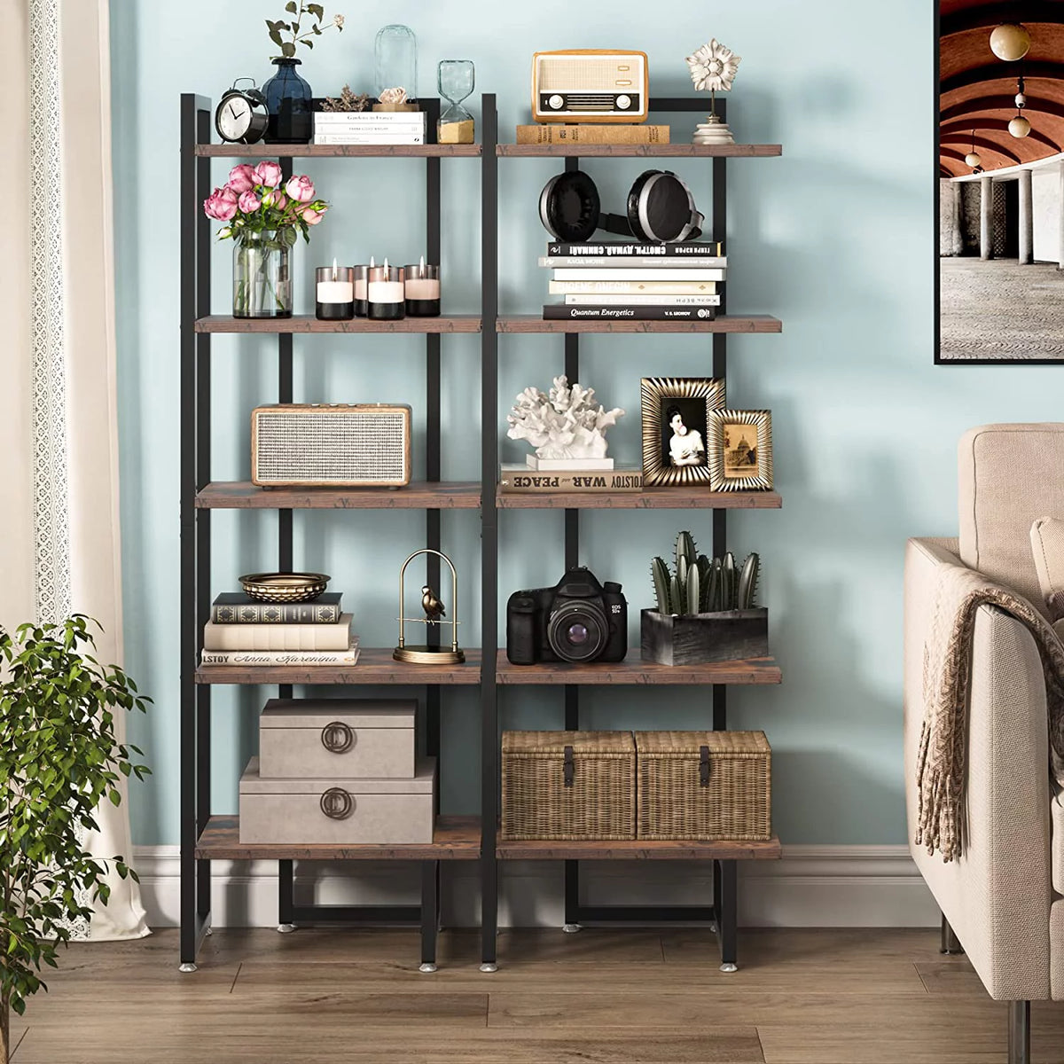 5 Tier Wood Corner Bookshelf V762