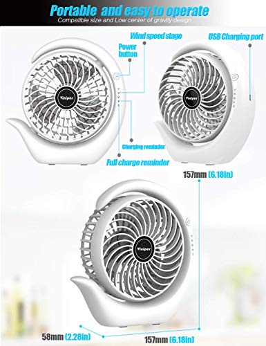 Portable Rechargeable Fan 3 Speeds 180 Rotation 6.2 inch R6275