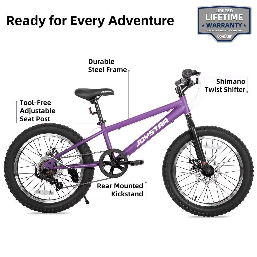 20 Inch 7 Speed Disc Brakes Fat Tire Kids Mountain Bike Z608296