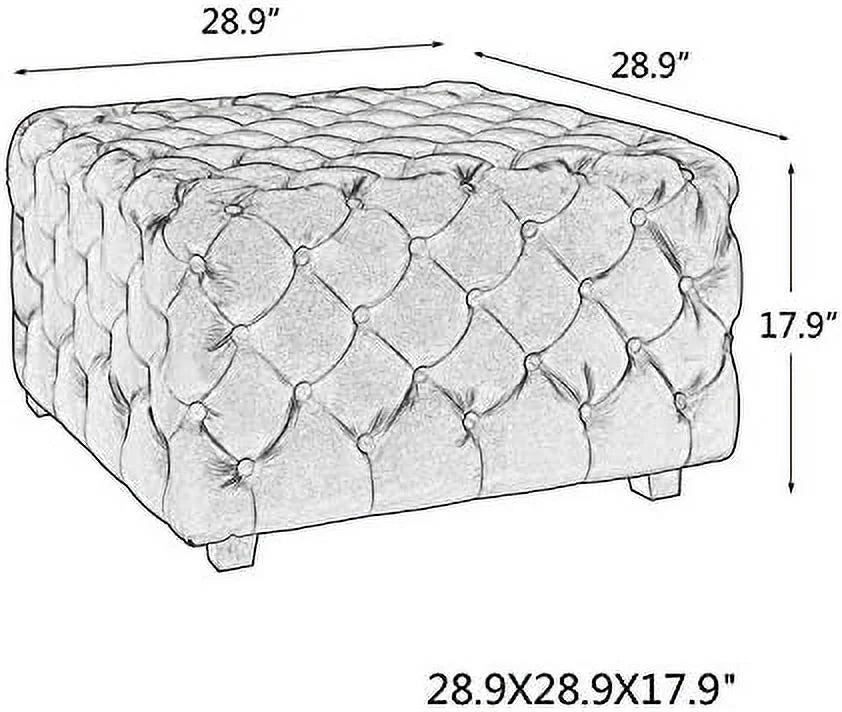 Gray Velvet Square Ottoman T814