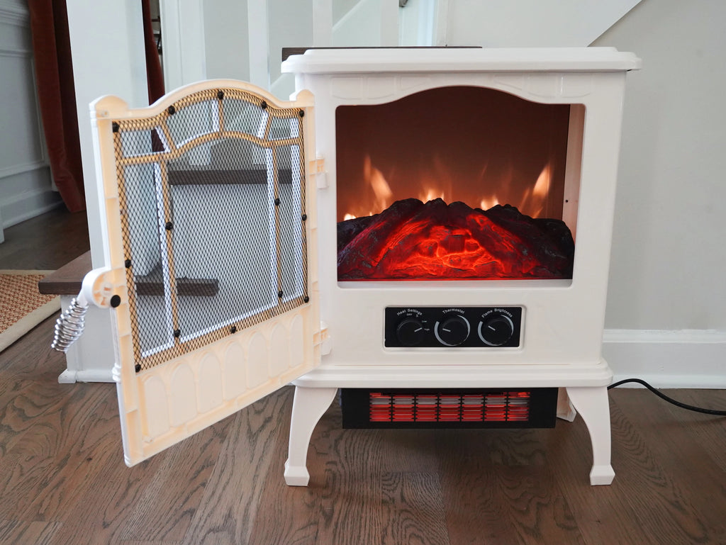 2-Setting 3D Electric Stove Heater with Flame, Black O2307