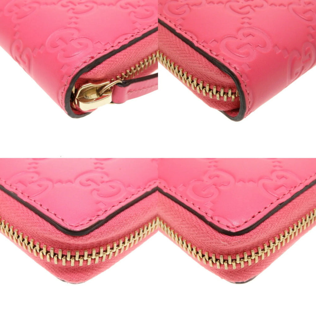 Pre-Owned Pink Leather Round Wallet Purse X450717