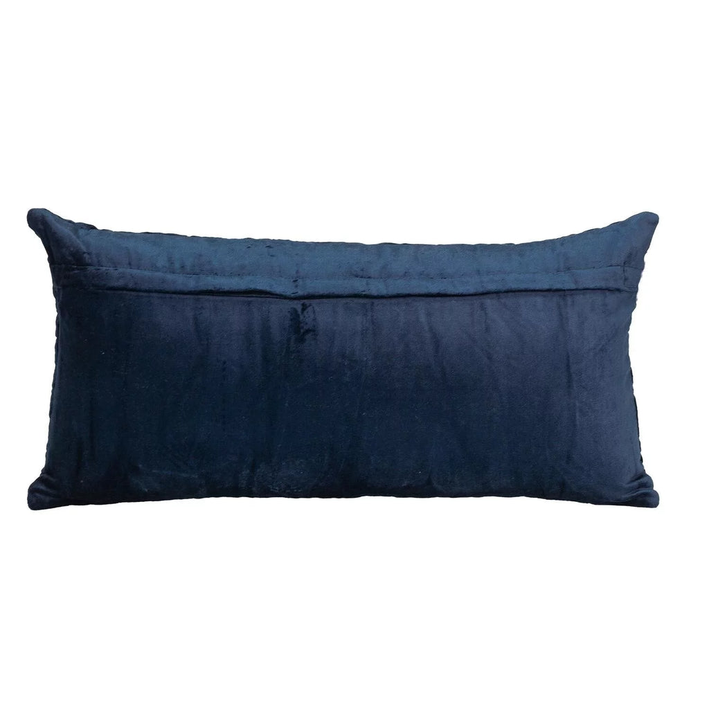 Navy Quilted Velvet Lumbar Decorative Pillow W383246