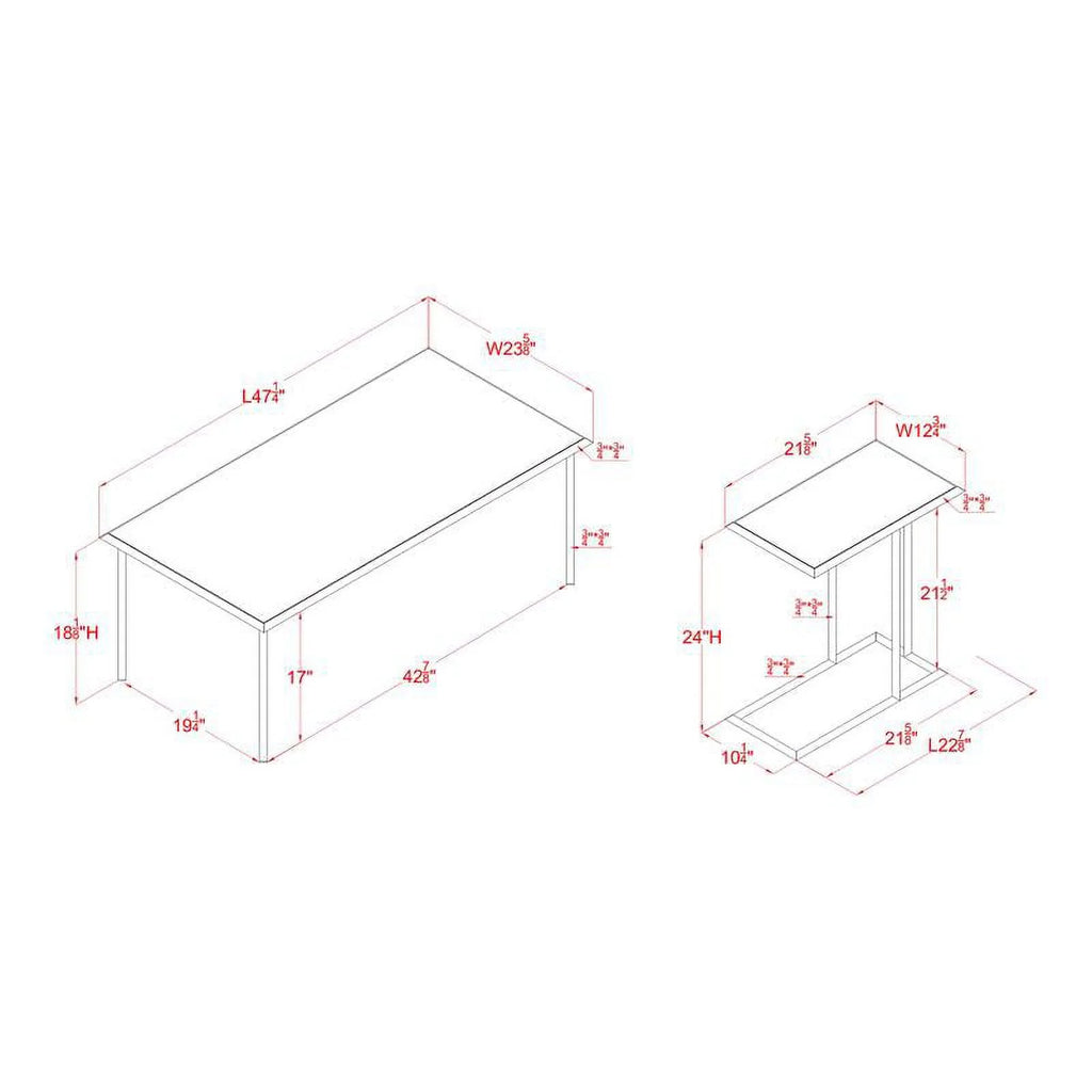 White 2-Piece Metal Coffee Table Set C80991