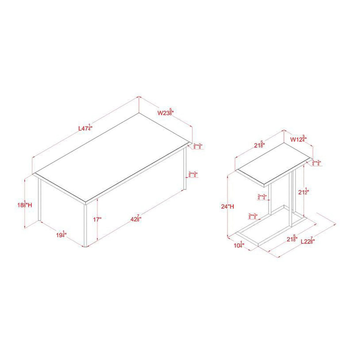White 2-Piece Metal Coffee Table Set C80991