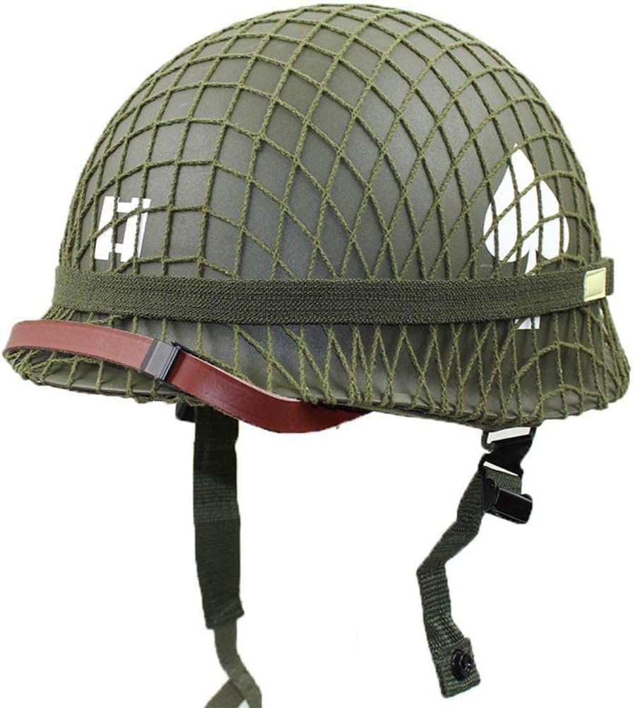Green M1 Helmet Replica with Net and Chin Strap Pack of 2 G18981