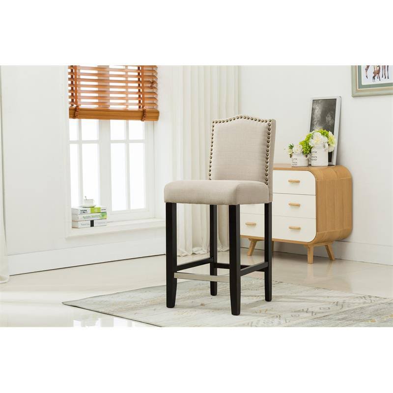 Beige Upholstered Bar Stools Set of 2 F570