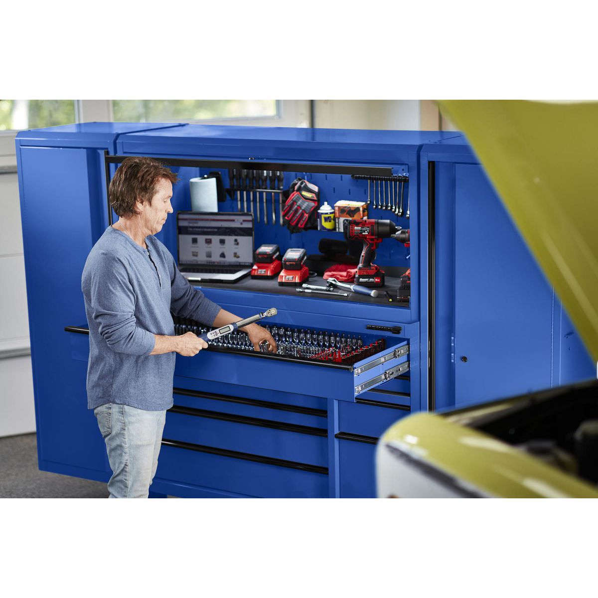 56 in. x 22 in. Blue Work Center Hutch Z53890