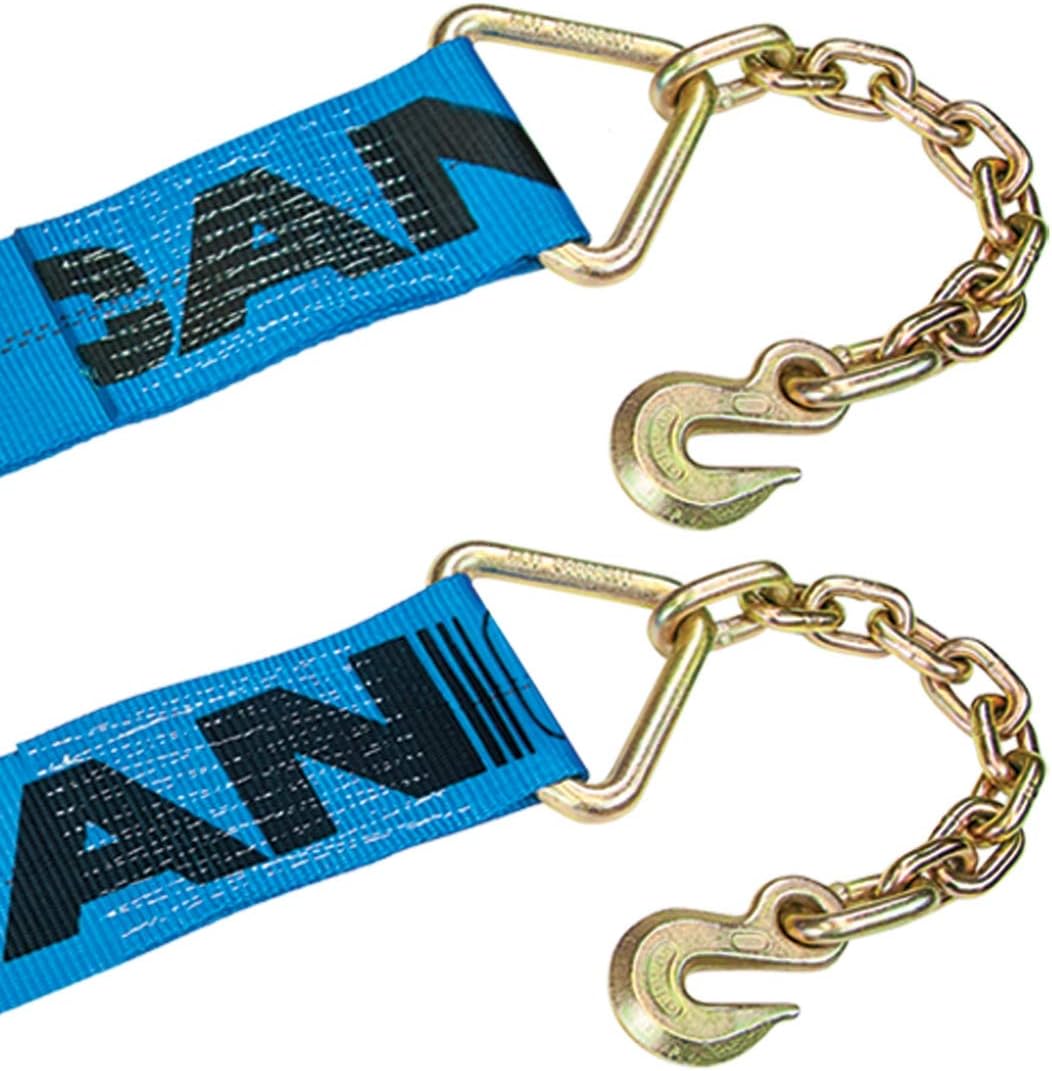 Ratchet Strap with Chain Anchors 4 Inch x 30 Foot 2 Pack D415