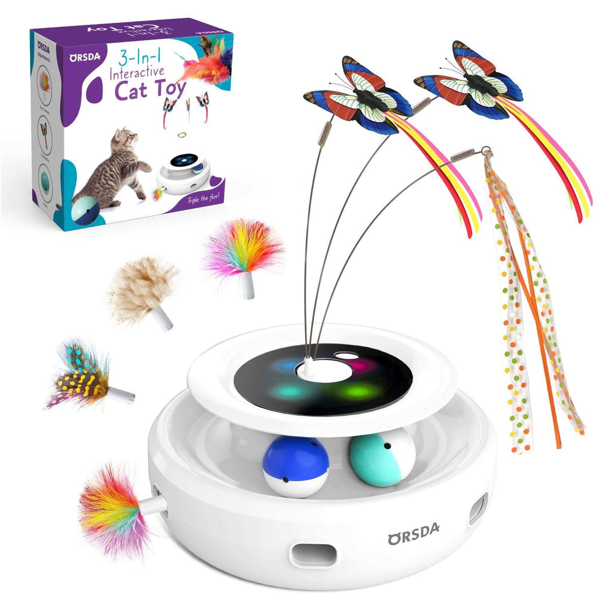 3-in-1 Rechargeable Interactive Cat Toys C359746
