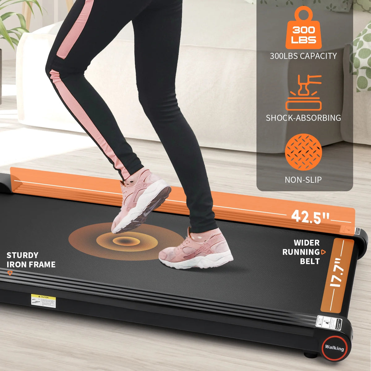 2 in 1 Under Desk Treadmill 300lbs Capacity Y66334