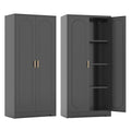 Black Metal Pantry Cabinet with Doors and 4 Adjustable Shelves Q417