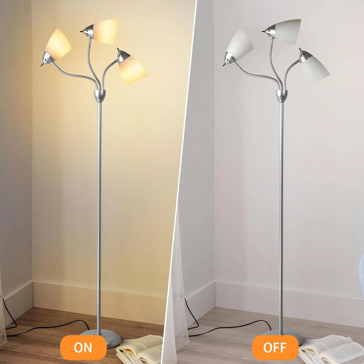Black Tree Floor Lamp with 3 Adjustable Rotating Lights G233221